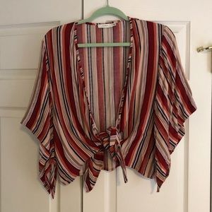 Red Striped Crop Top